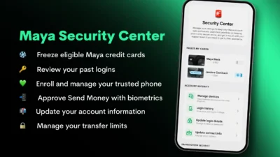 Maya Security Center account protection tools from the Maya app
