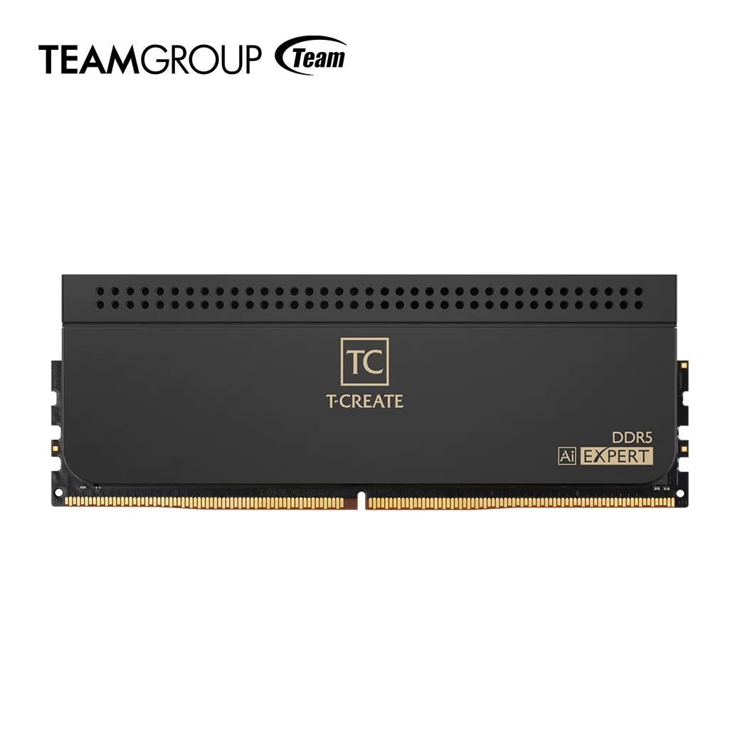 The T-CREATE EXPERT Ai CQDIMM DDR5 module with its aluminum alloy heat spreader