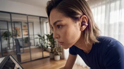 Anker soundcore AeroClip 2 price Philippines: IP57 earbuds worn during a workout