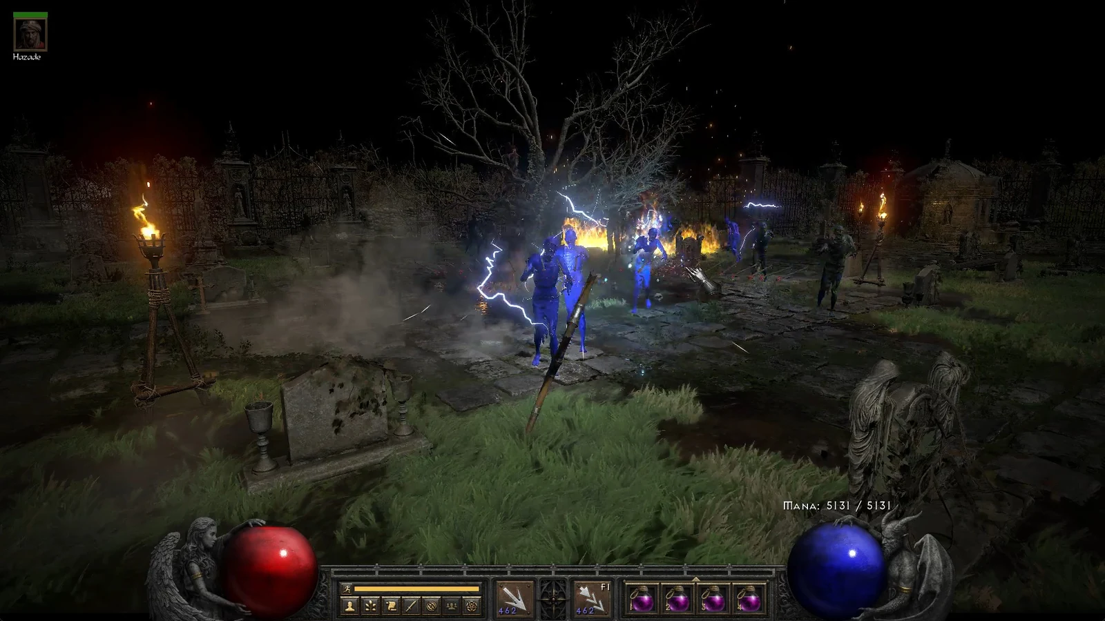Diablo II Resurrected running at horizon level during the Blood Raven fight, rendered from a perspective the retail game does not allow
