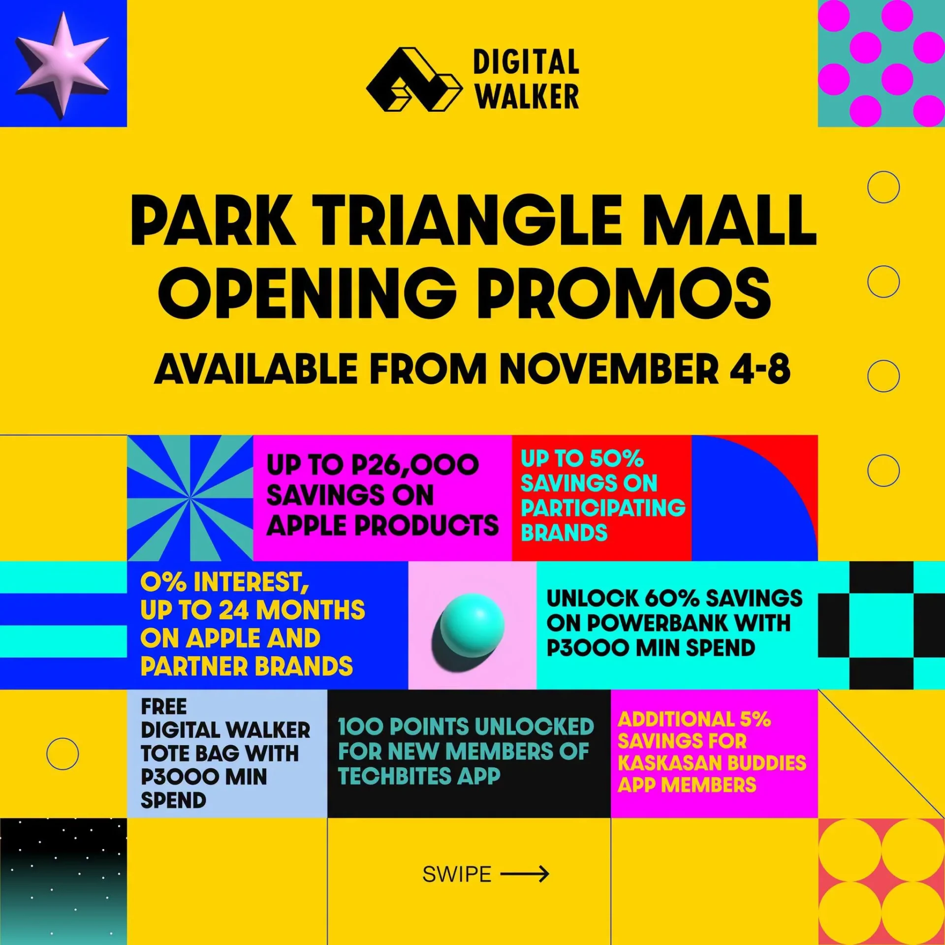 Digital Walker Park Triangle Mall opening promos key visual with Apple and accessory savings