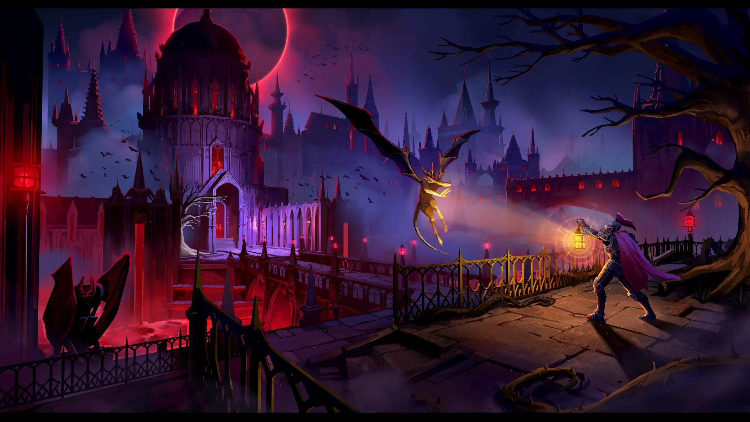 RuneScape Dragonwilds Crown of Night key art showing a knight facing a winged creature