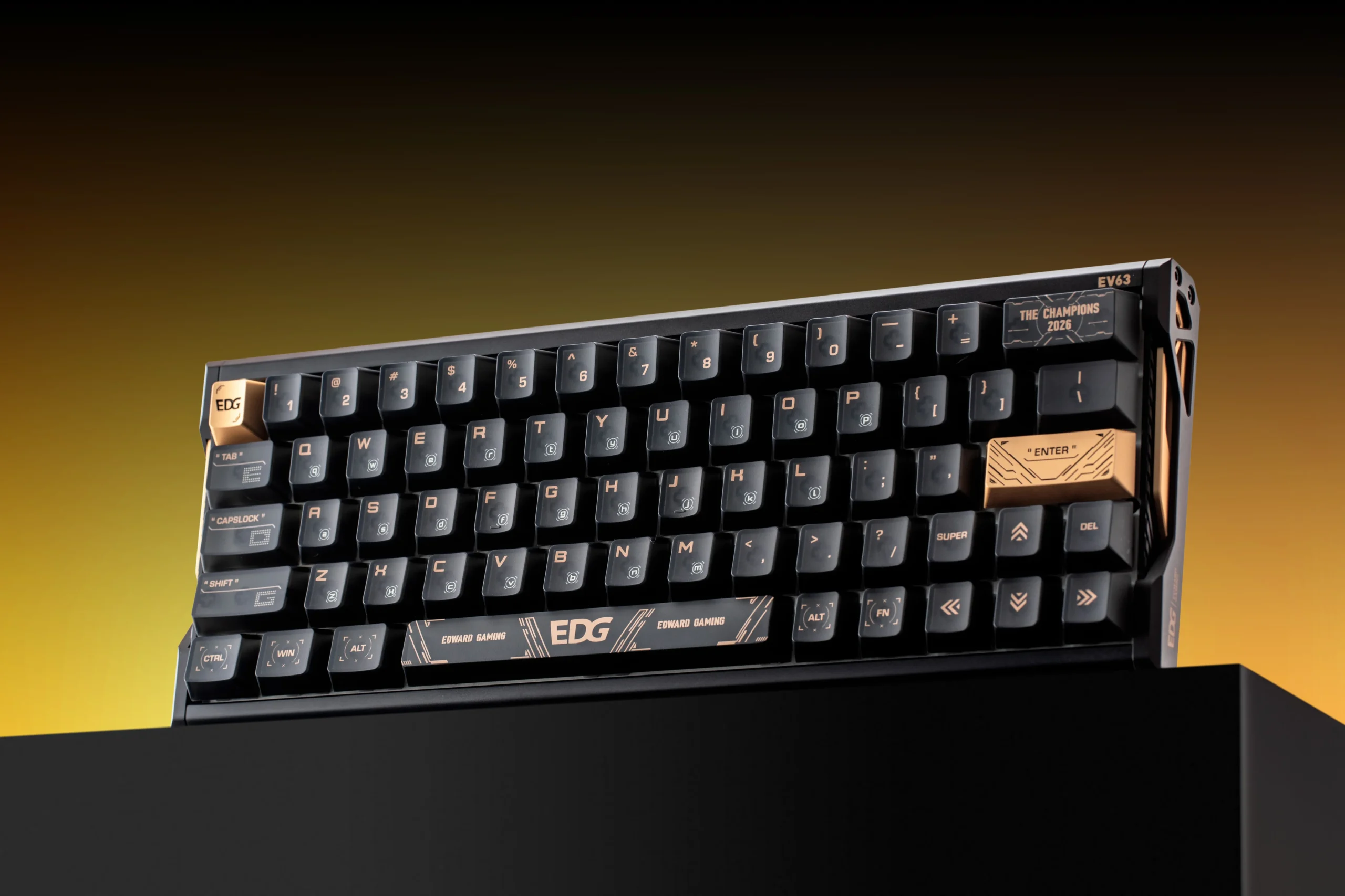 IQUNIX EV63 EDG Edition keyboard in its black and gold colorway