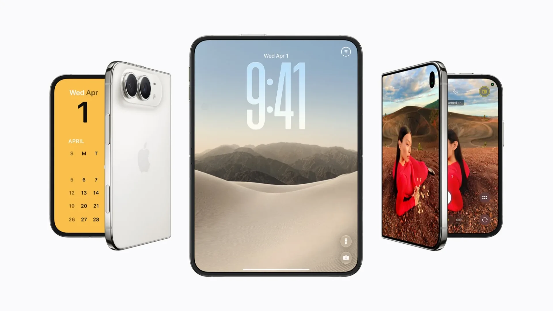 iPhone Duo price Philippines: the foldable iPhone shown closed, open, and held at an angle