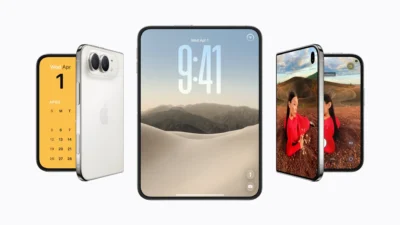 iPhone Duo price Philippines: the foldable iPhone shown closed, open, and held at an angle