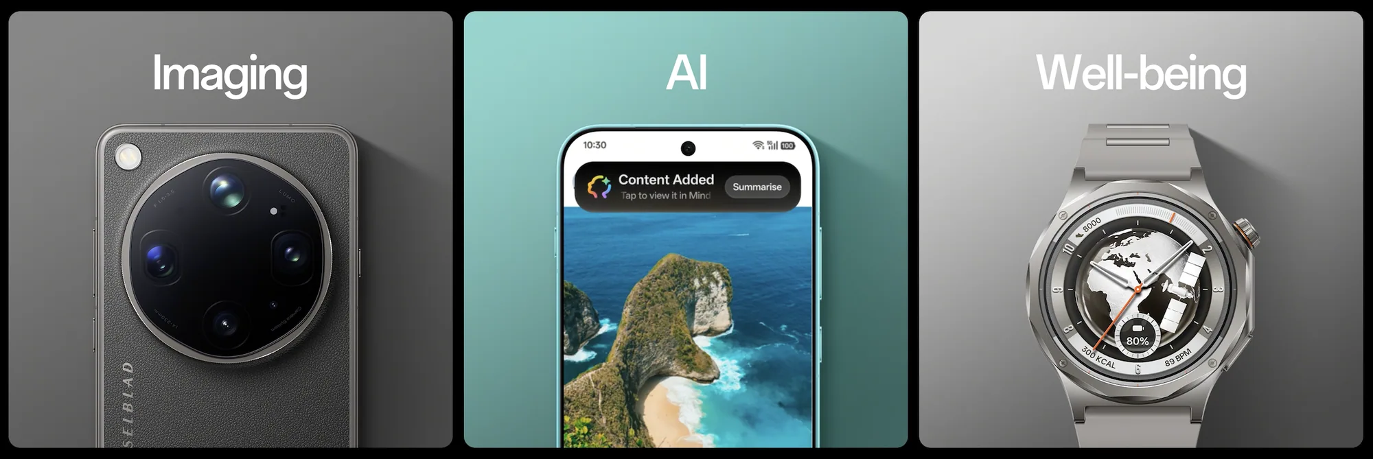 OPPO premium strategy pillars: imaging, AI, and well-being