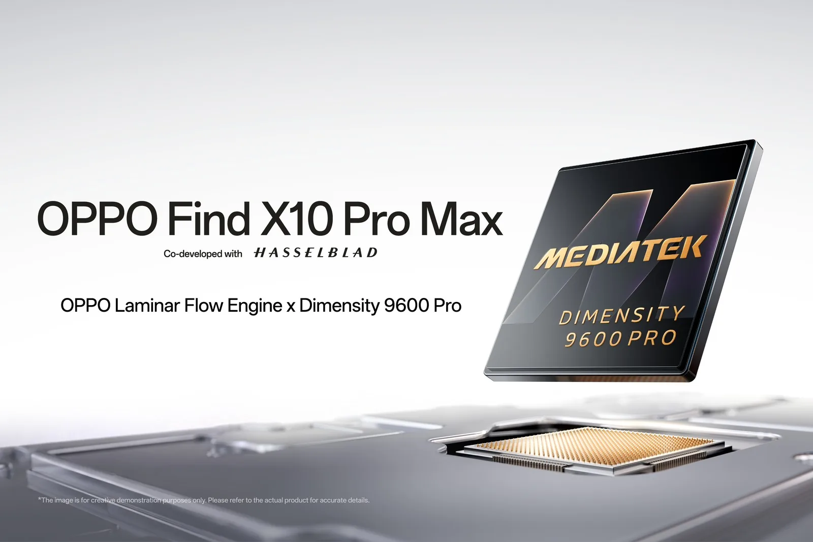 Official OPPO Find X10 Pro Max chipset artwork for the Dimensity 9600 Pro