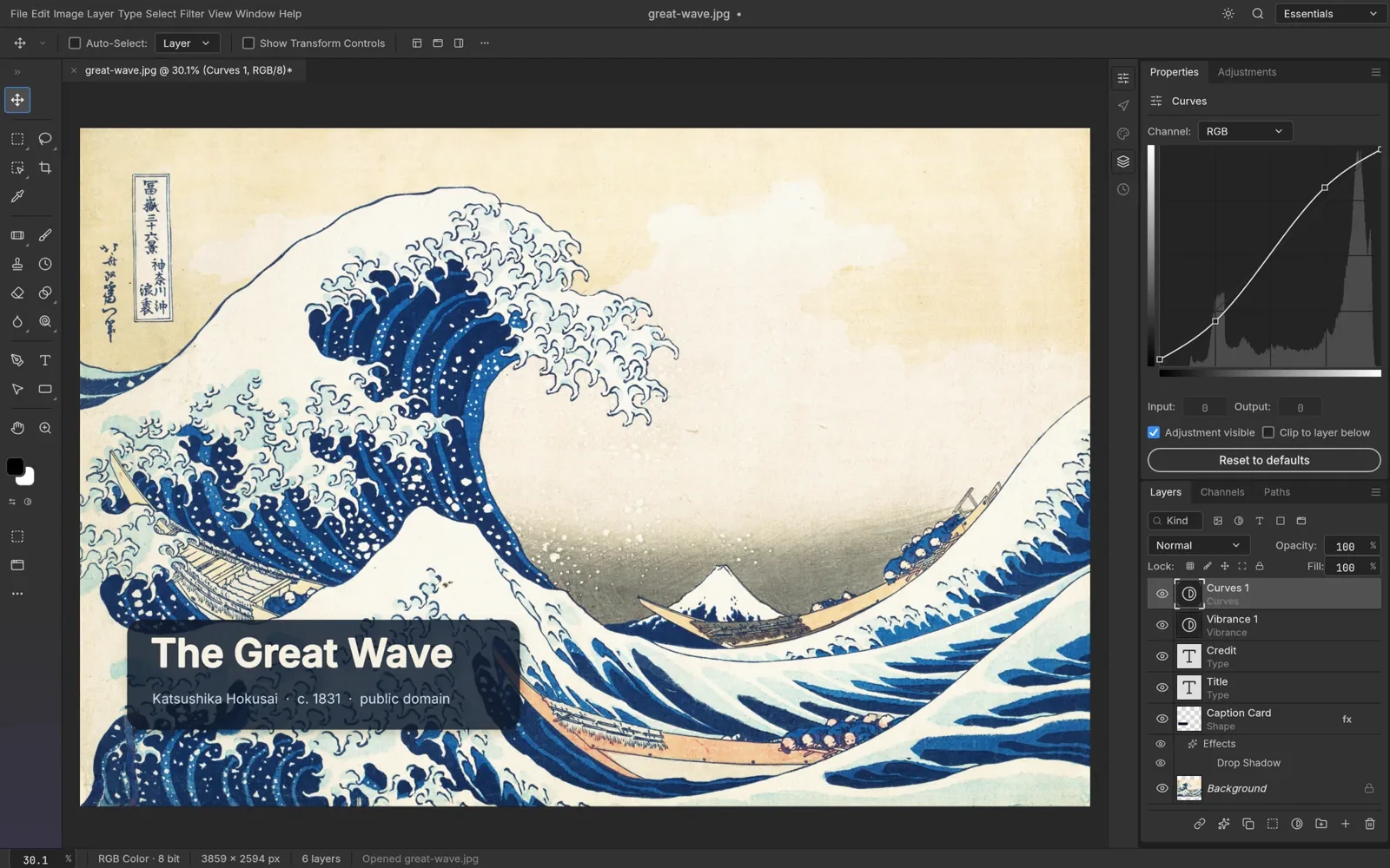 PhotoCraft interface showing adjustment layers, a layers panel and text layers, the layout Adobe alternatives have traditionally failed to match