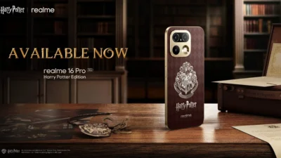realme 16 Pro 5G Harry Potter Edition price and availability key visual showing the Magic Brown phone with its Hogwarts crest and trunk