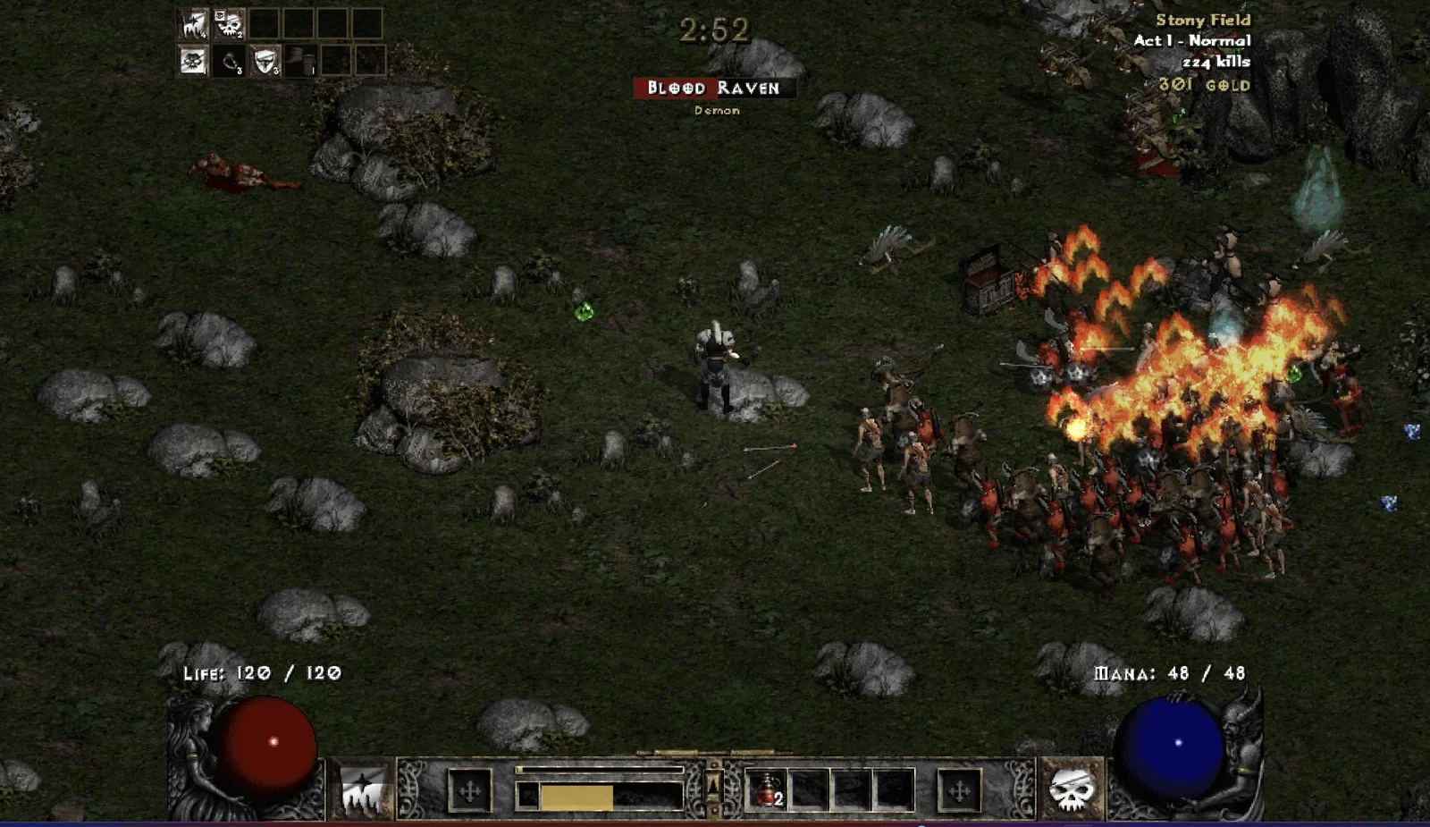 D2 Survivors gameplay from a run in Diablo II's acts