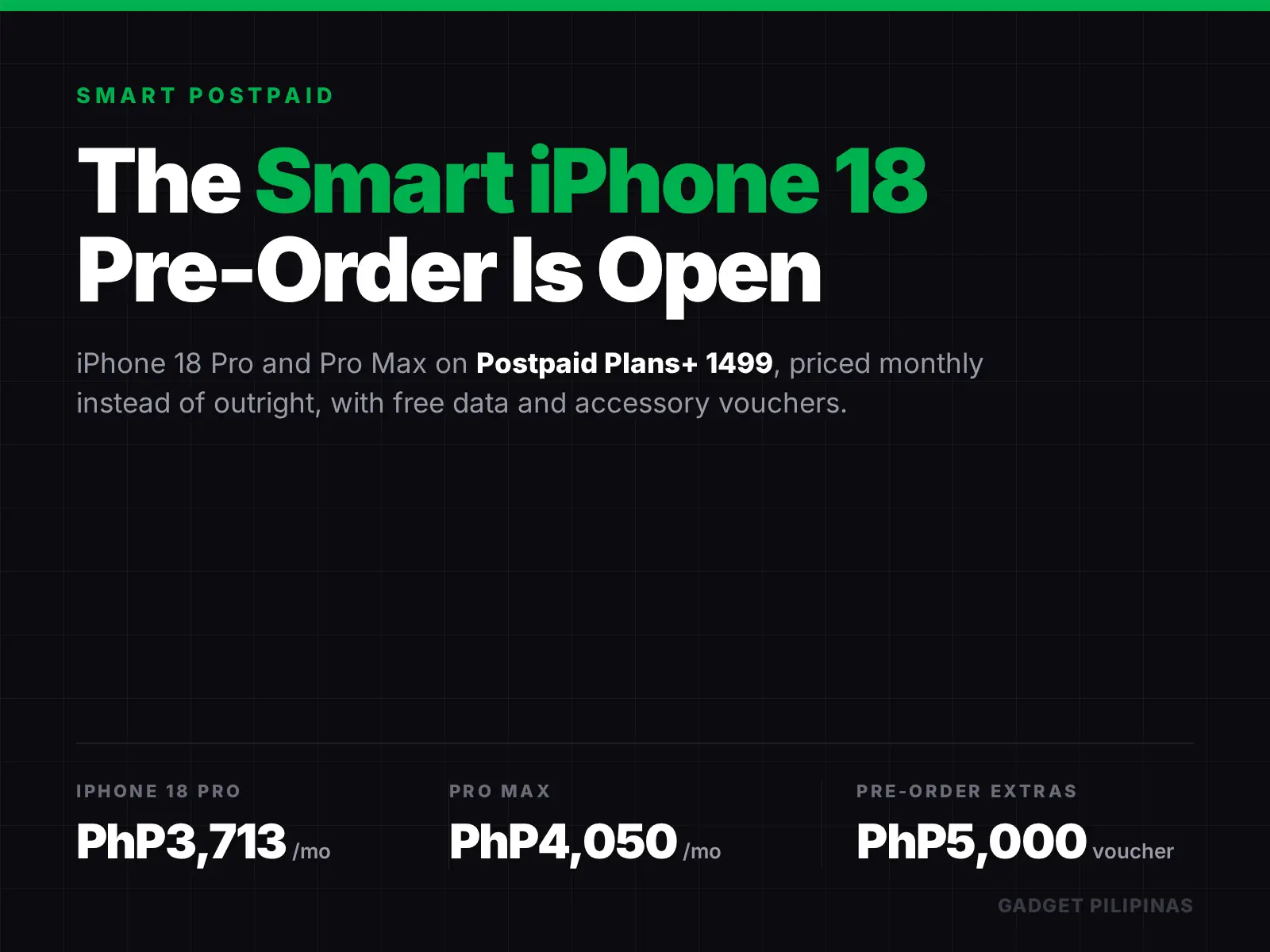 Smart iPhone 18 pre-order on Postpaid Plans+ 1499