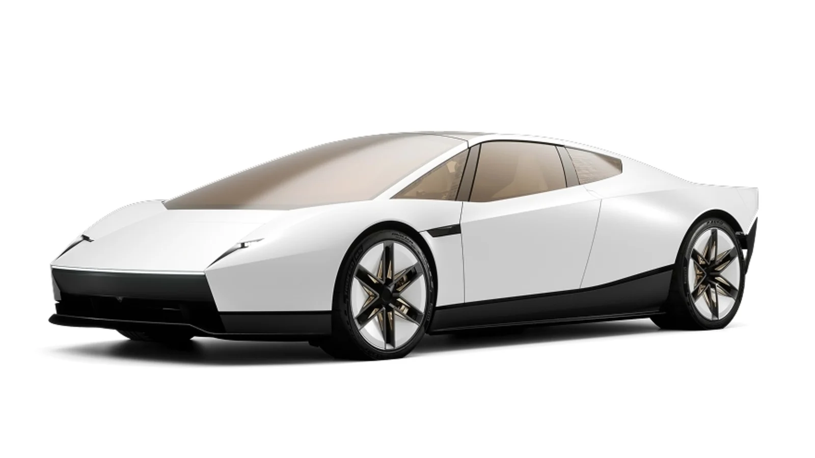 The new Tesla Roadster in studio lighting, three-quarter front view
