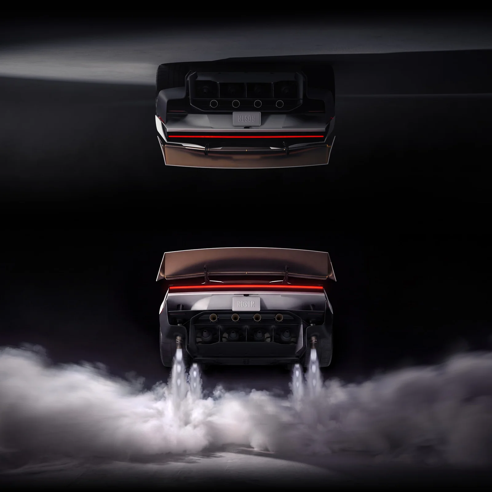 The Tesla Roadster cold-gas thrusters firing at the rear