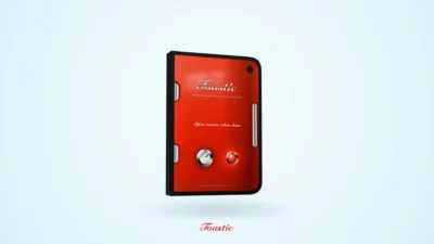 Toastie for iPhone Duo key art showing the folded iPhone Duo dressed as a red toaster